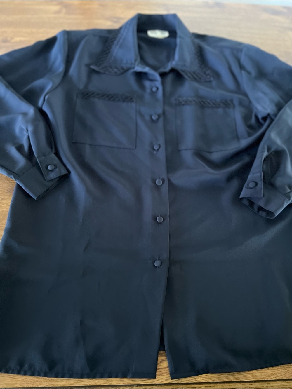 Womens Milano Size 14 Navy Blue Blouse with Decorative Trim